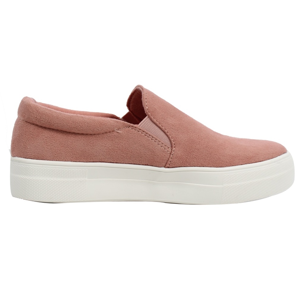 Size 8.5 Mauve Faux Suede Elastic Slip On Sneaker Shoes - Picture 4 of 5